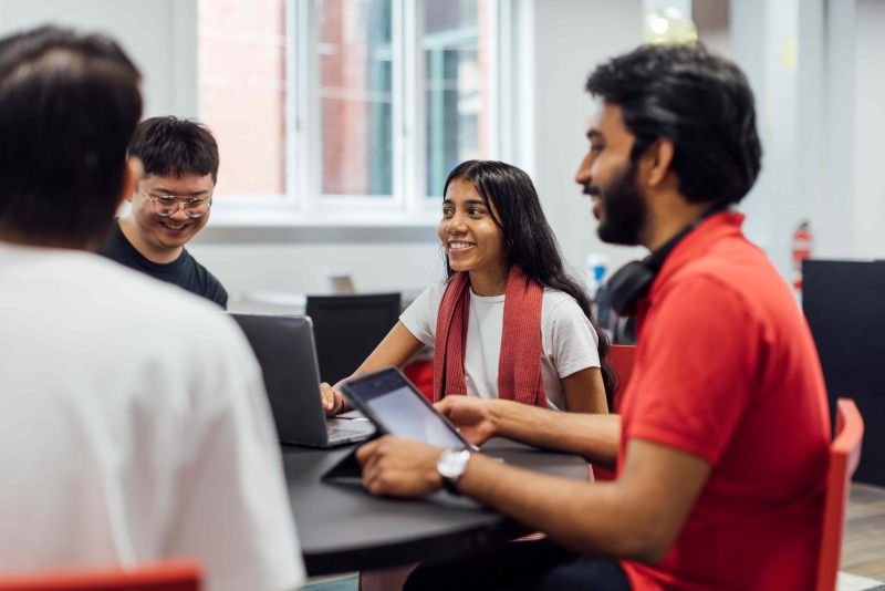 Group of Engineering and IT students studying